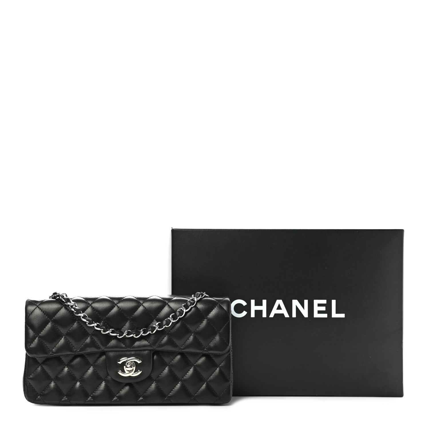 Chanel Lambskin Quilted East West Flap Black 14 of 20