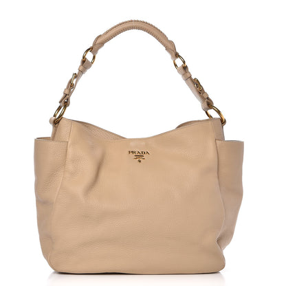 Prada Vitello Daino Side Pocket Hobo Sabbia 1 of 13