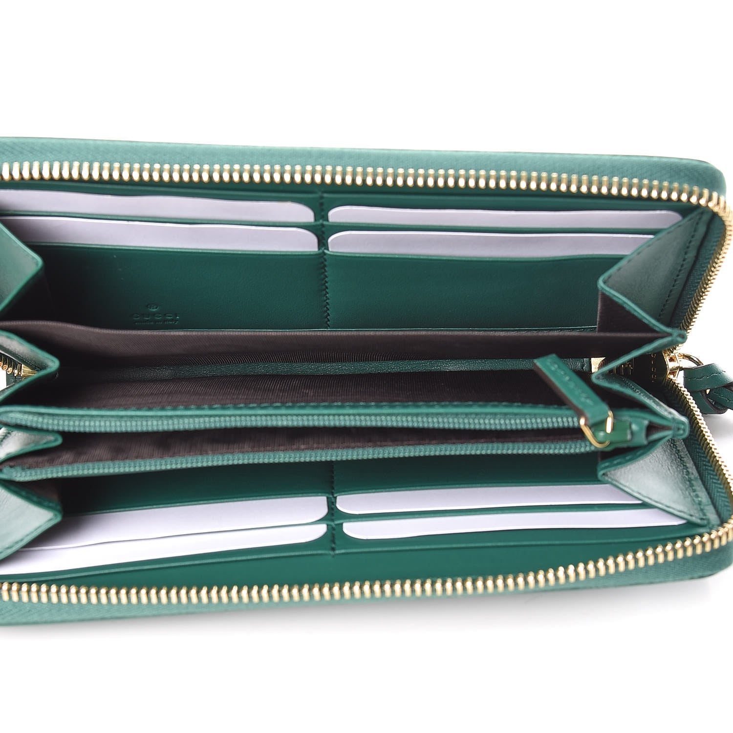 Gucci Apollo Calfskin GG Dadini Embroidered Zip Around Wallet Emerald 5 of 9