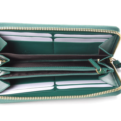 Gucci Apollo Calfskin GG Dadini Embroidered Zip Around Wallet Emerald 5 of 9