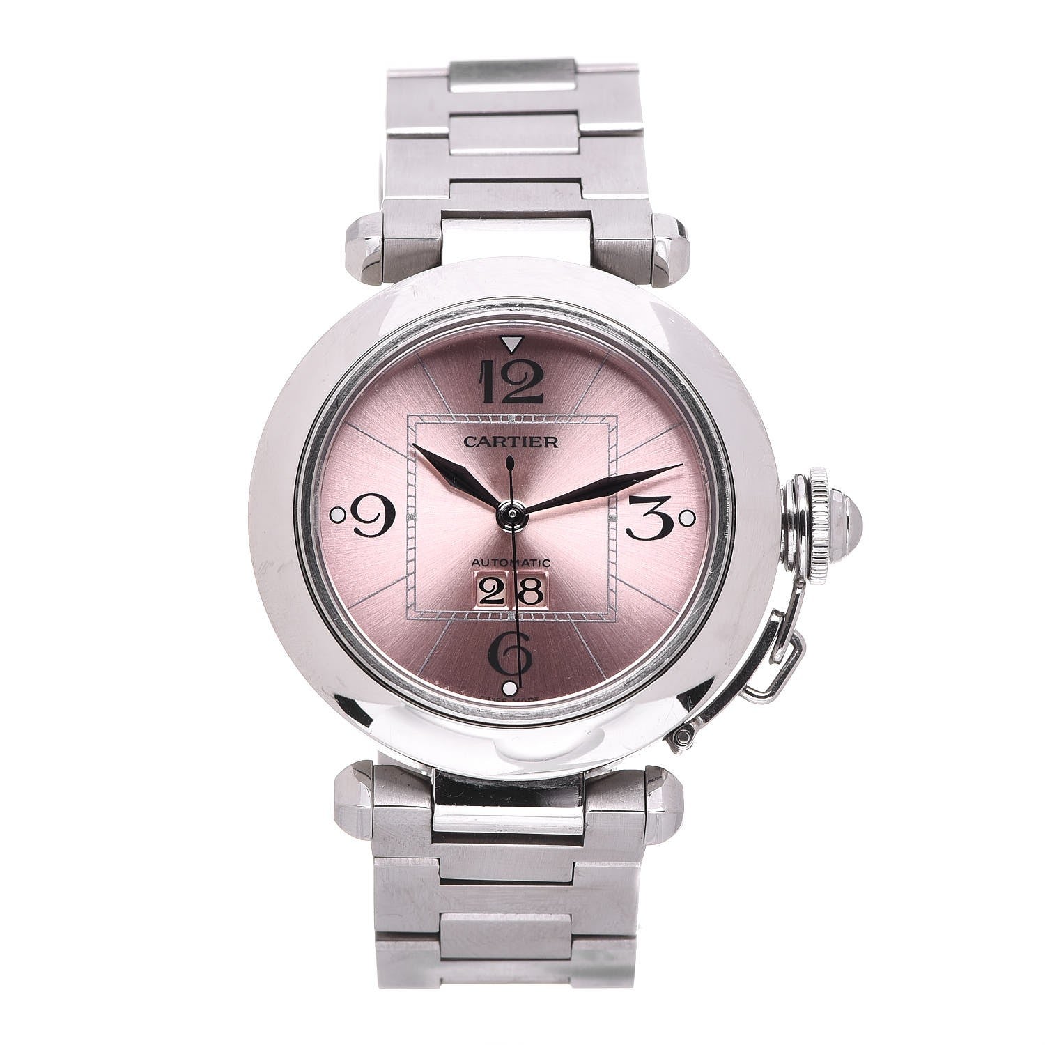 Cartier Stainless Steel 35mm Pasha C Big Date Automatic Watch Pink 1 of 8