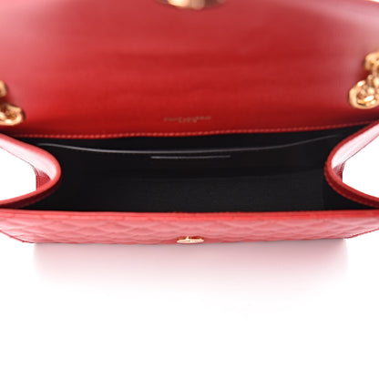 Saint Laurent Grain De Poudre Textured Mixed Matelasse Triquilt Medium Monogram Satchel New Red 5 of 10