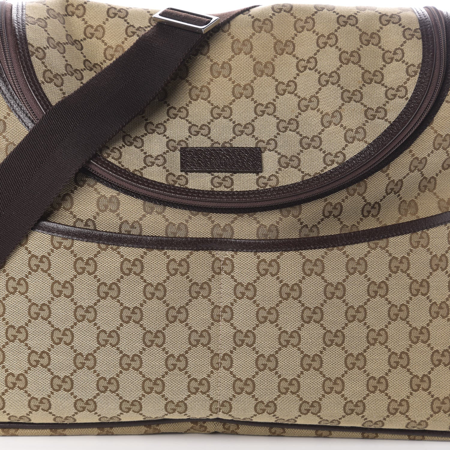 Gucci Monogram Natural Pigskin Large Diaper Bag Beige Ebony Cocoa Dark Chocolate 8 of 10