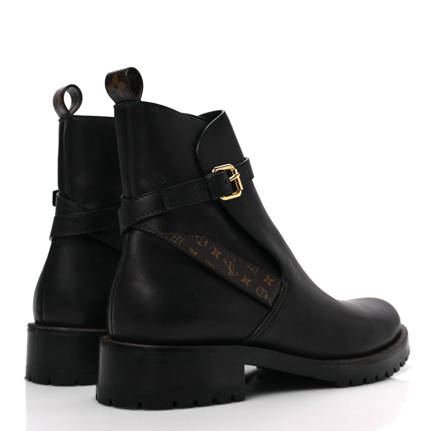 Louis Vuitton Calfskin Monogram Discovery Flat Ankle Boots 40 Black 4 of 6
