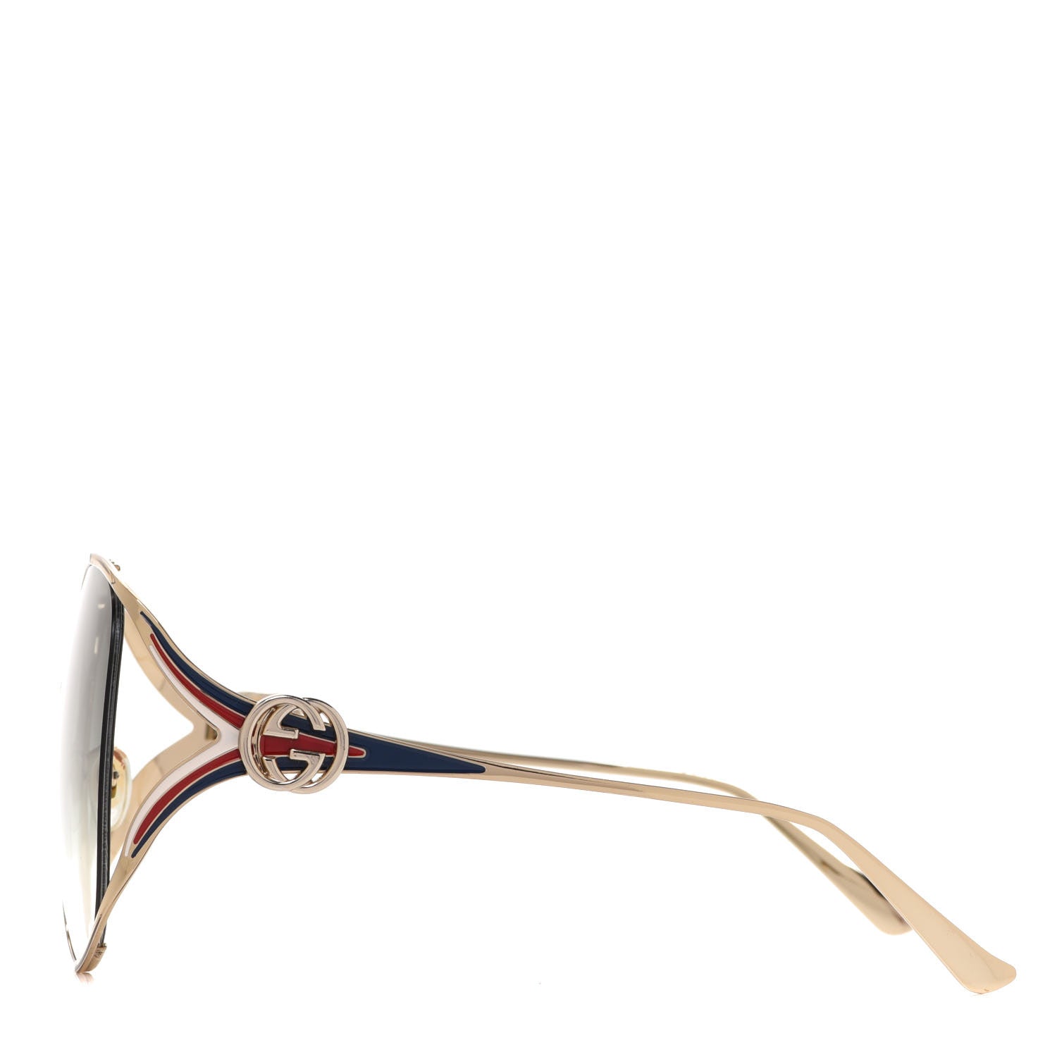 Gucci Metal Oversized Round Frame GG0225S Sunglasses Gold 3 of 5