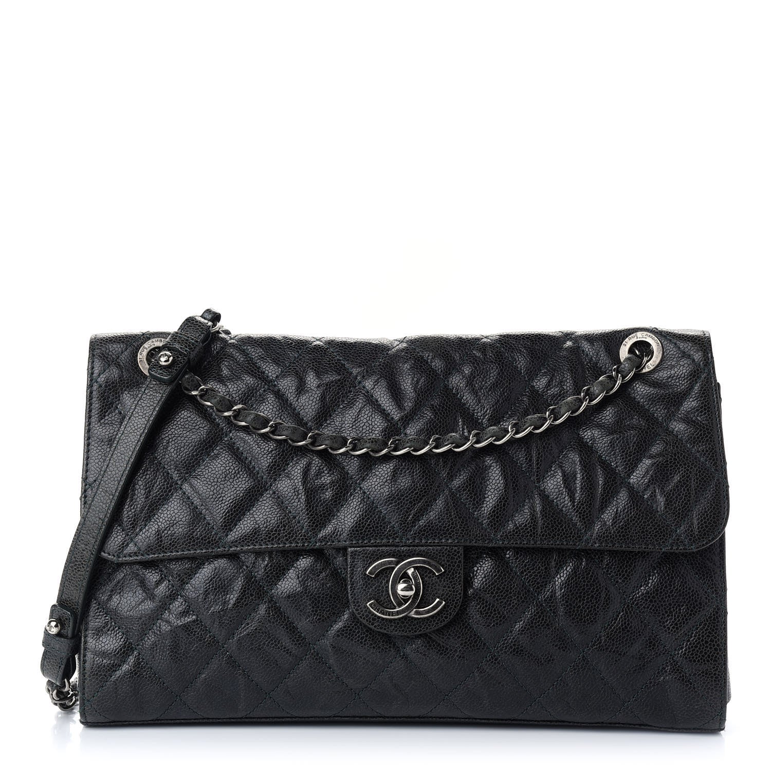 Chanel Crumpled Grained Calfskin Jumbo CC Crave Flap Black 1 of 9