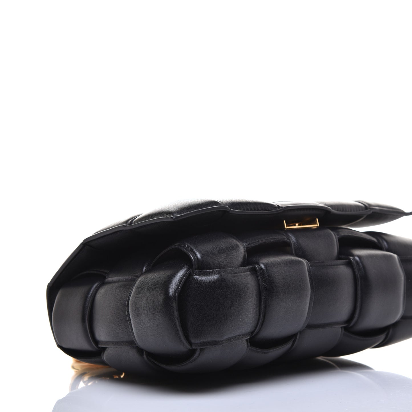 Lambskin Maxi Intreccio Padded Chain Cassette Crossbody Bag Black