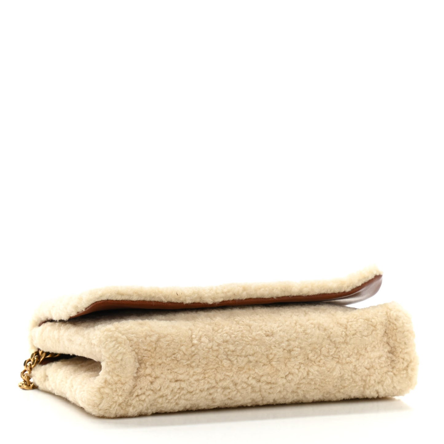 Shearling Small Monogram Kate Satchel Beige