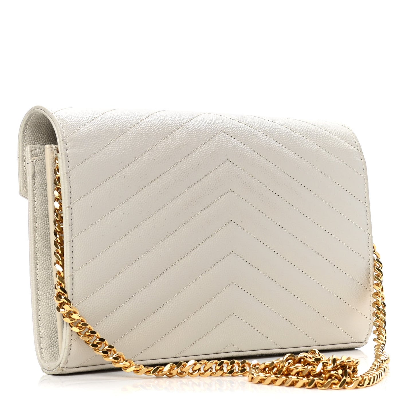 Grain De Poudre Matelasse Chevron Monogram Chain Wallet Crema Soft