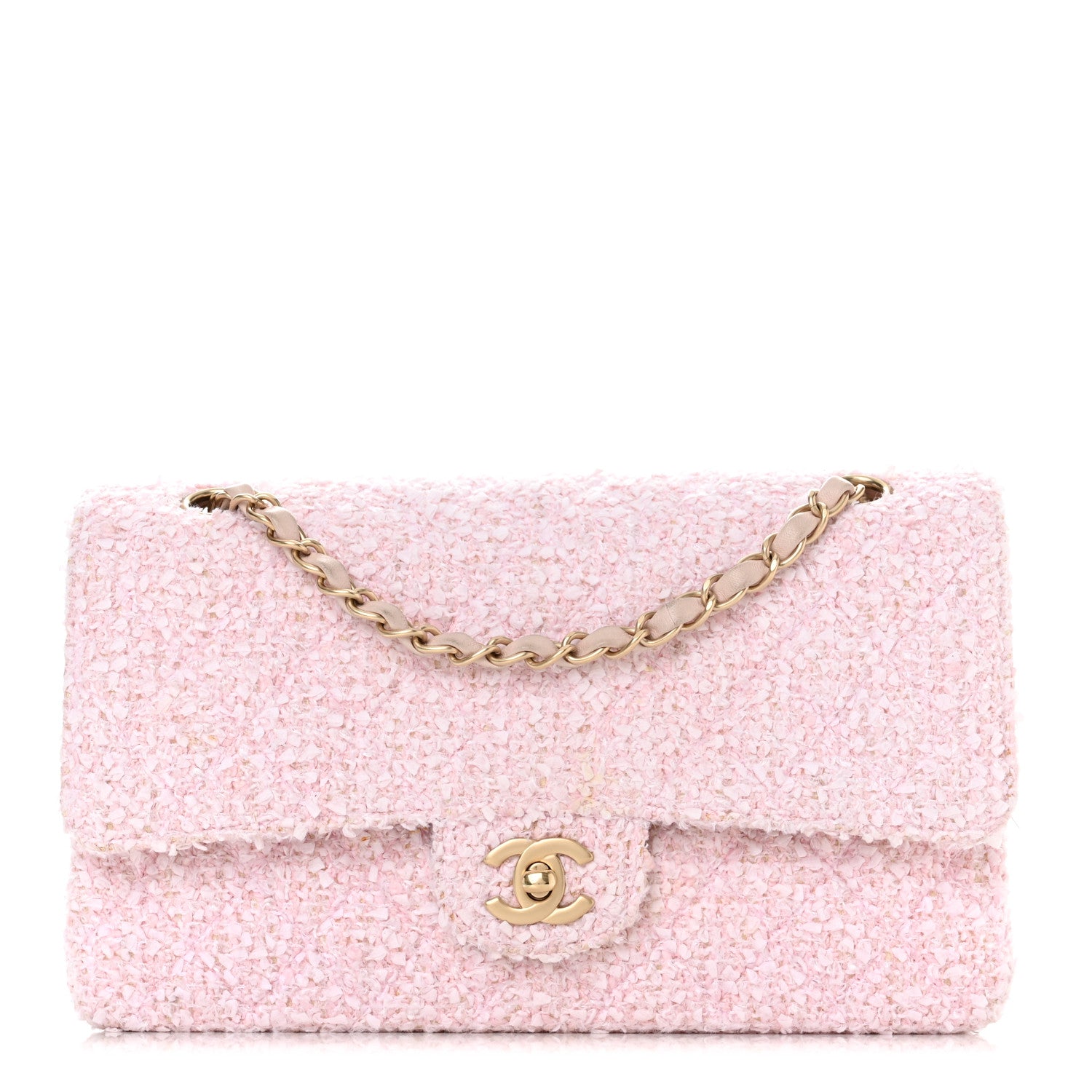 Chanel Tweed Medium Double Flap Pink 1 of 11