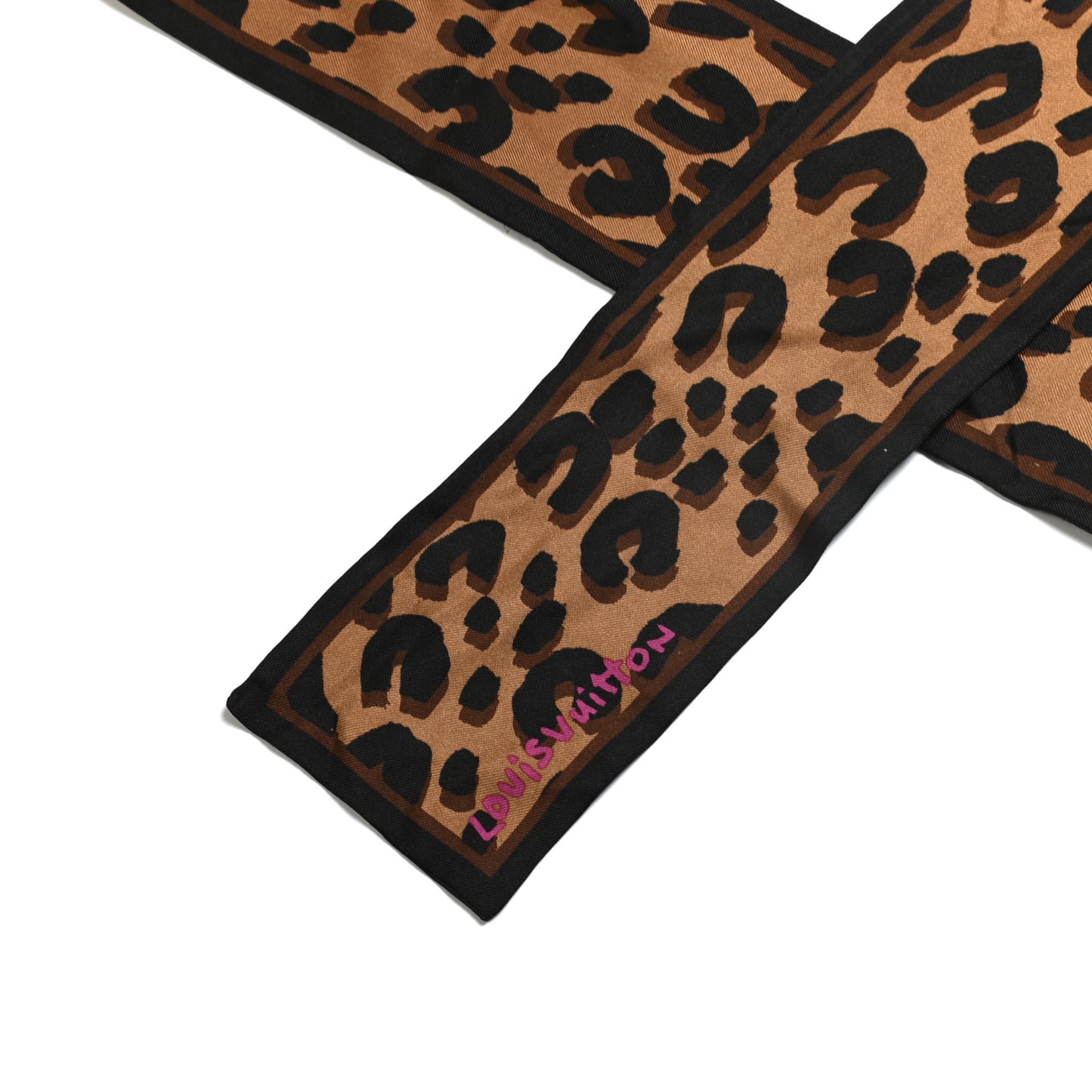 Silk Leopard Bandeau Scarf Marron