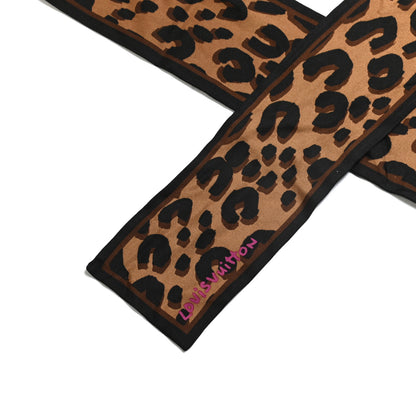 Louis Vuitton Silk Leopard Bandeau Scarf Marron 2 of 3