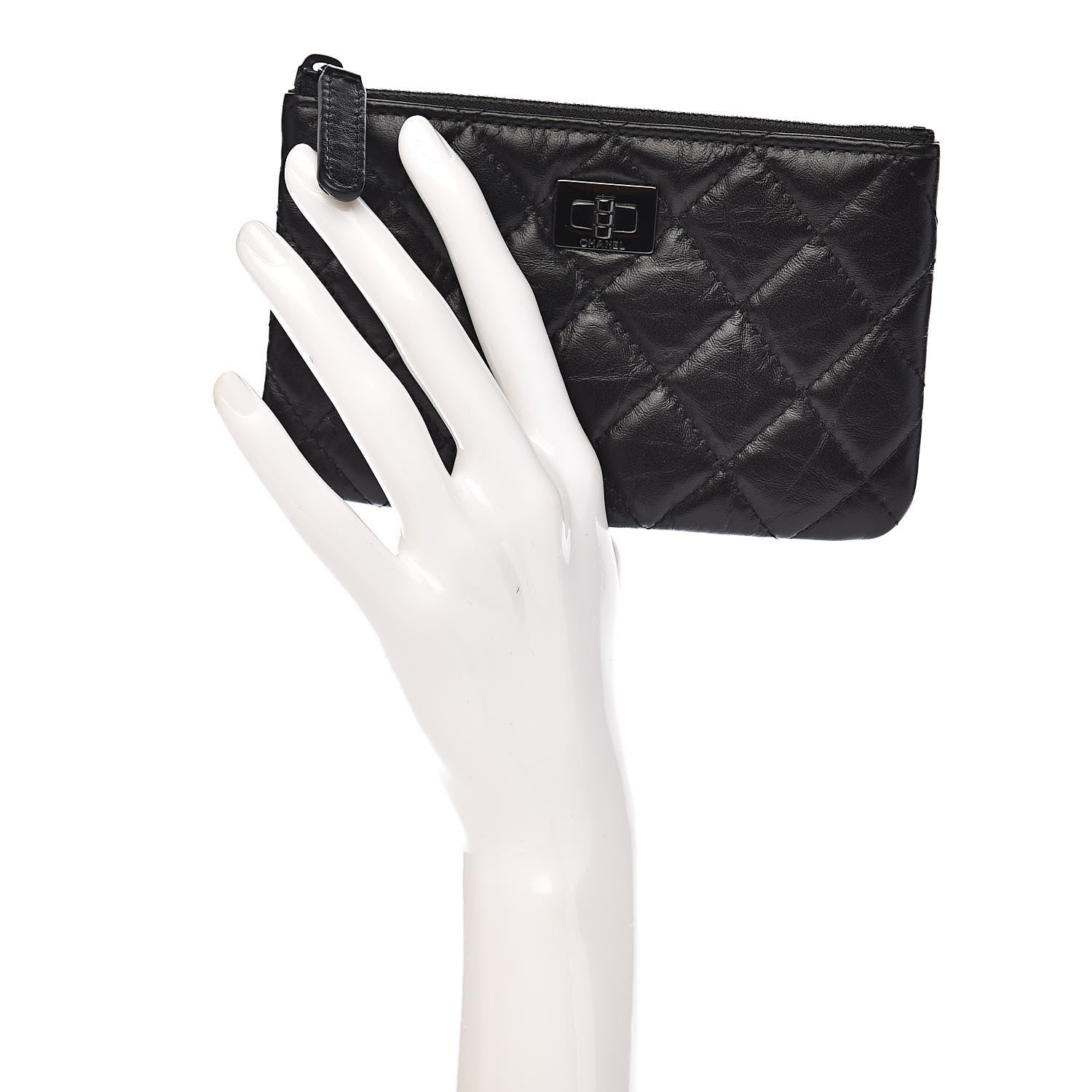 Chanel Aged Calfskin Quilted Small Reissue Cosmetic Case So Black 2 of 9