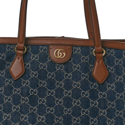 Gucci New Denim GG Monogram Medium Ophidia Shopping Tote Blue Tea Cuir 8 of 10