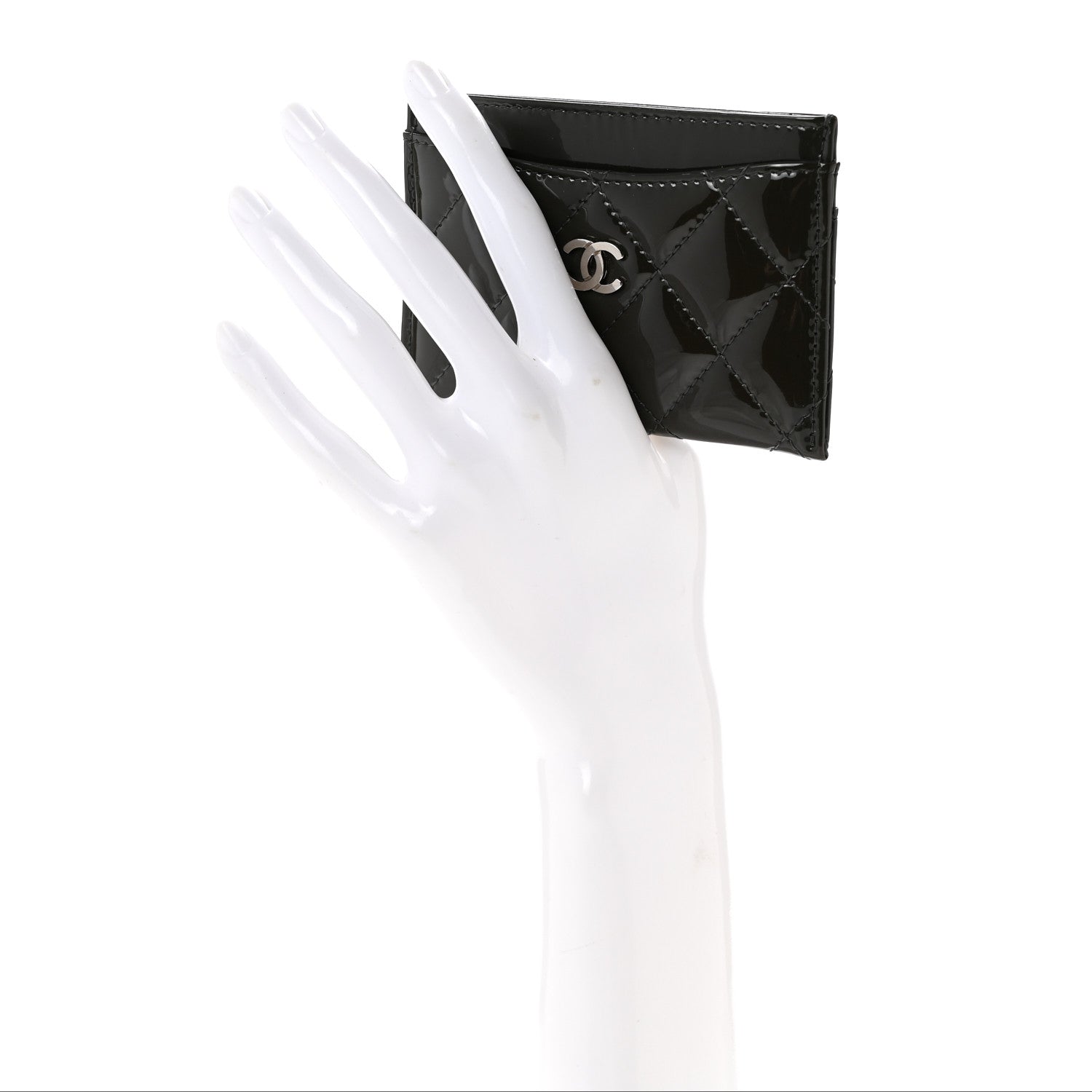 Chanel Patent Quilted Card Holder Dark Grey 2 of 11