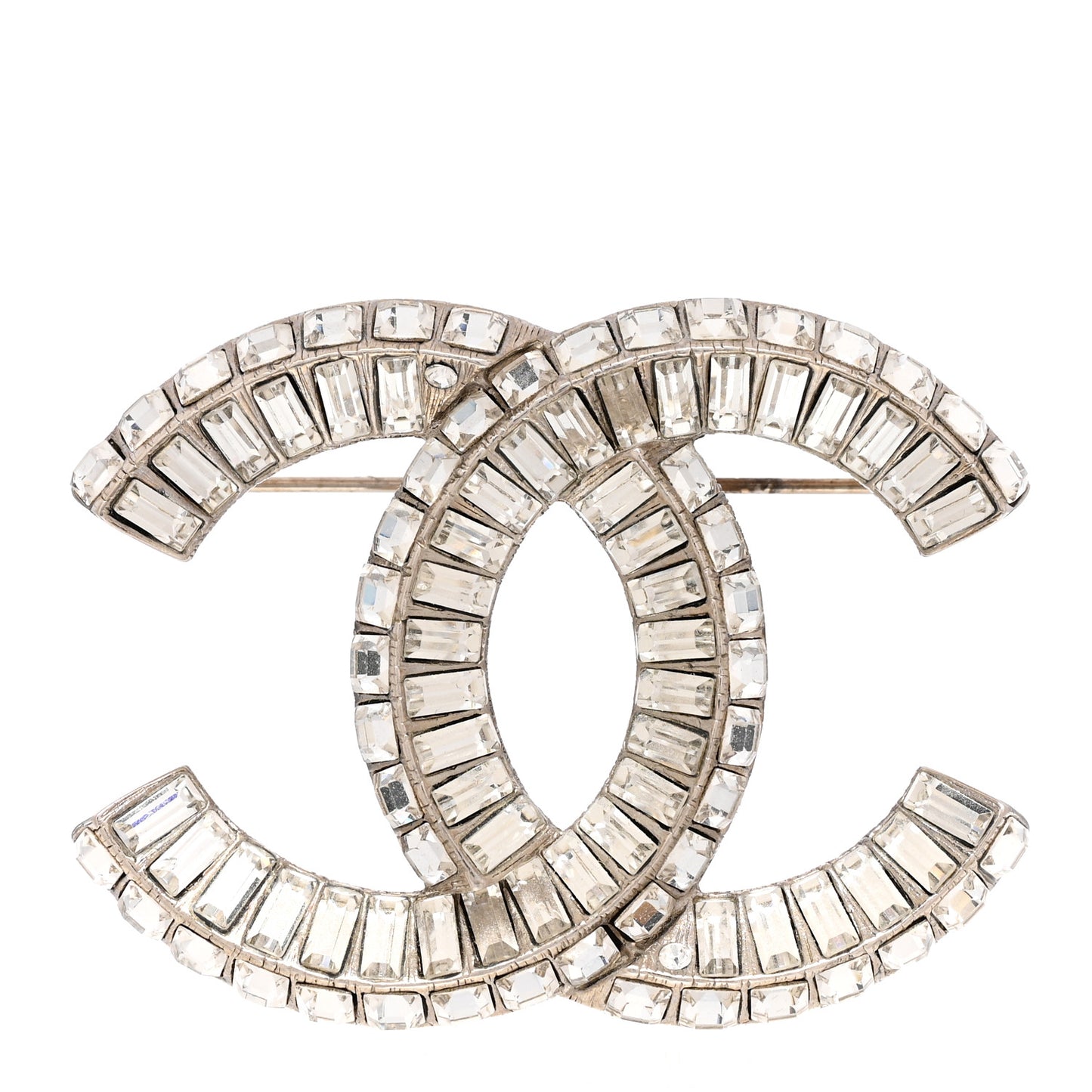 Baguette Crystal CC Brooch Silver