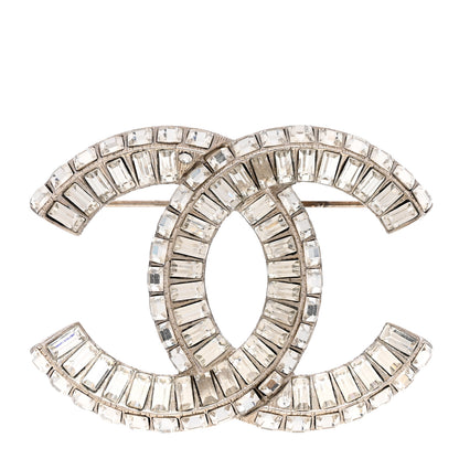 Chanel Baguette Crystal CC Brooch Silver 1 of 4
