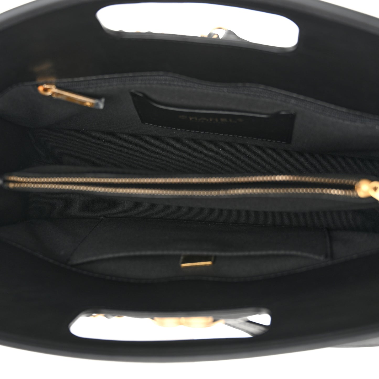 Aged Calfskin Quilted Graphic Catch Shopping Bag Black