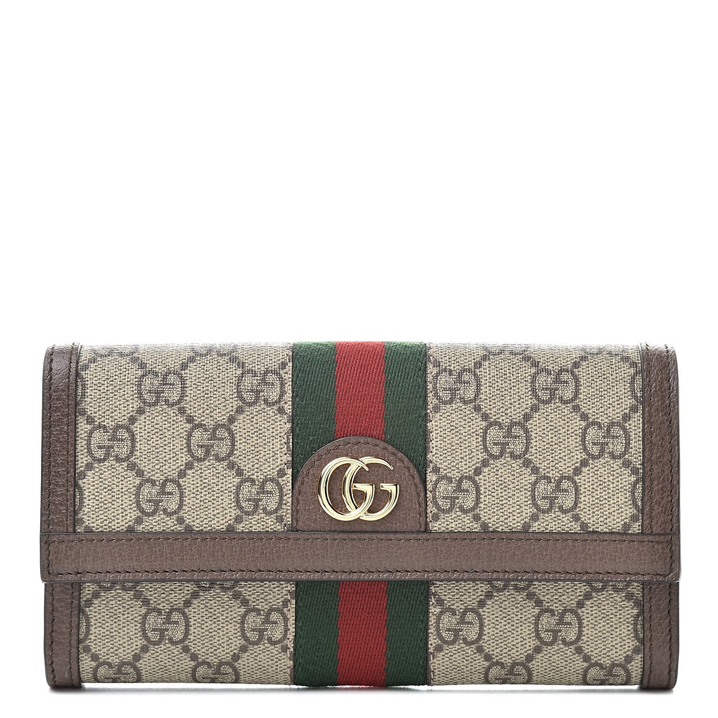 GG Supreme Monogram Web Ophidia Continental Wallet Brown
