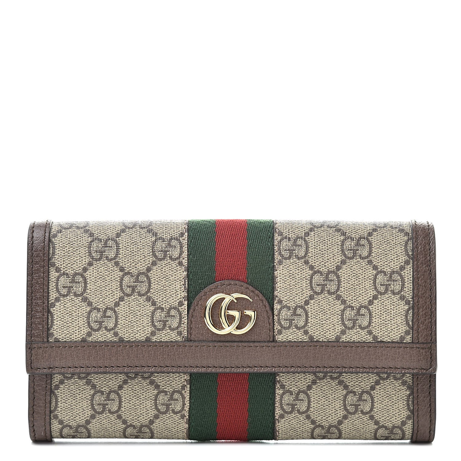 Gucci GG Supreme Monogram Web Ophidia Continental Wallet Brown 1 of 7