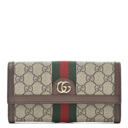 Gucci GG Supreme Monogram Web Ophidia Continental Wallet Brown 1 of 7