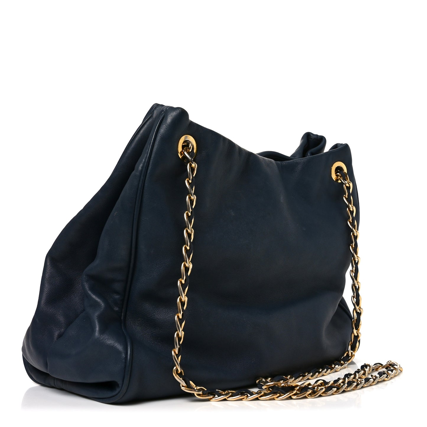 Soft Calf Chain Tote Blue