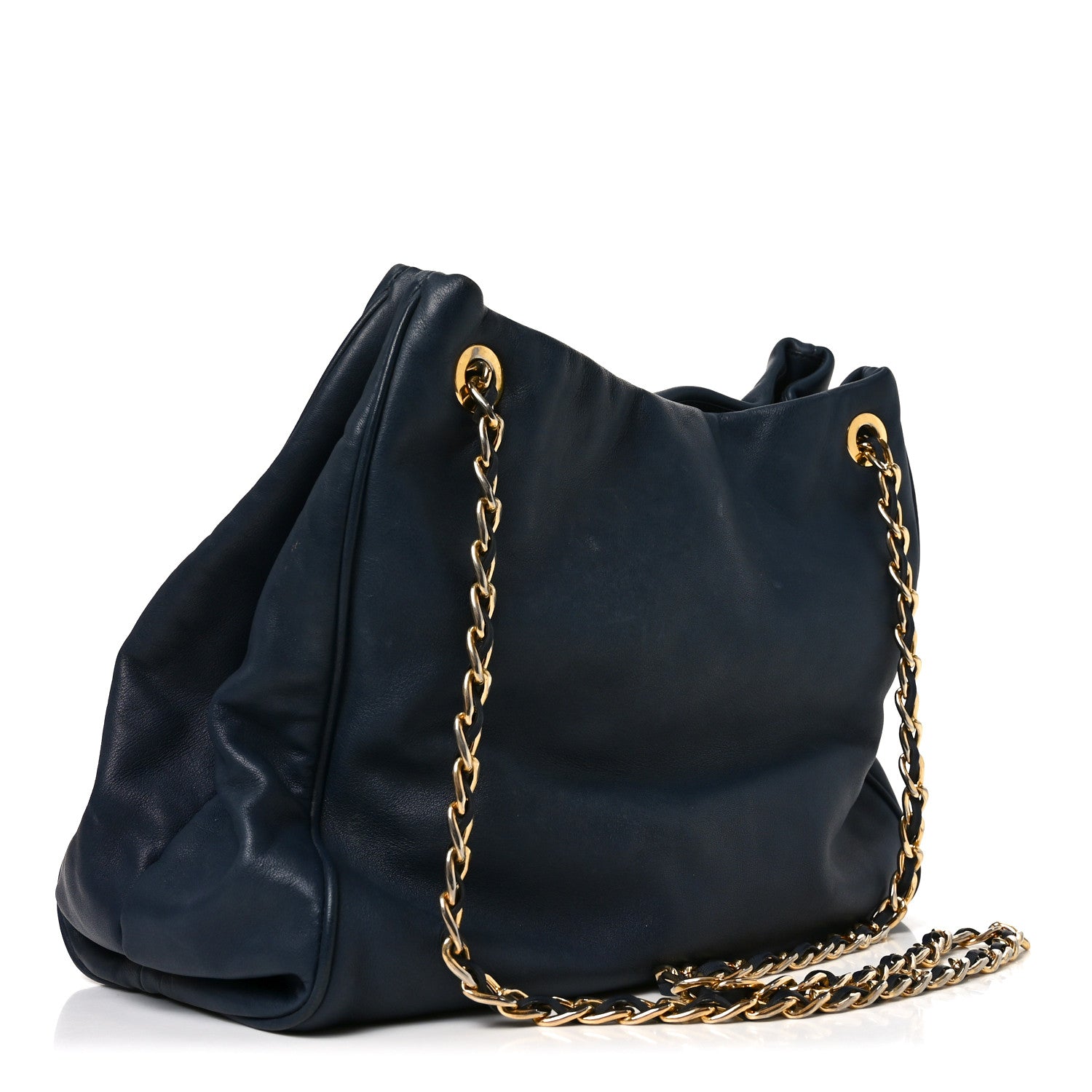 Prada Soft Calf Chain Tote Blue 2 of 8