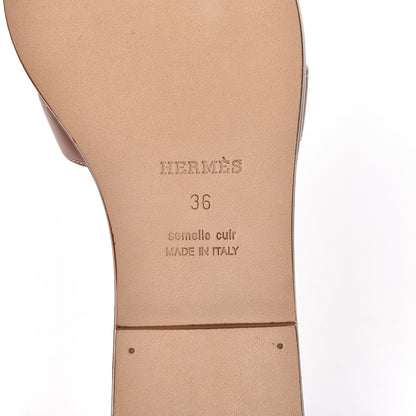 Hermes Box Calfskin Oran Sandals 36 Gold 6 of 10