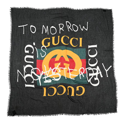 Gucci Modal Silk Coco Capitan Logo Square Scarf Black 1 of 4