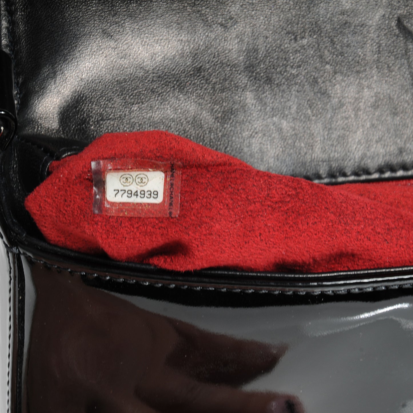 Patent Chocolate Bar Quilted CC Flap Black