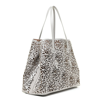 Alaia Calfskin Laser Cut Mina 32 Bag White 4 of 17