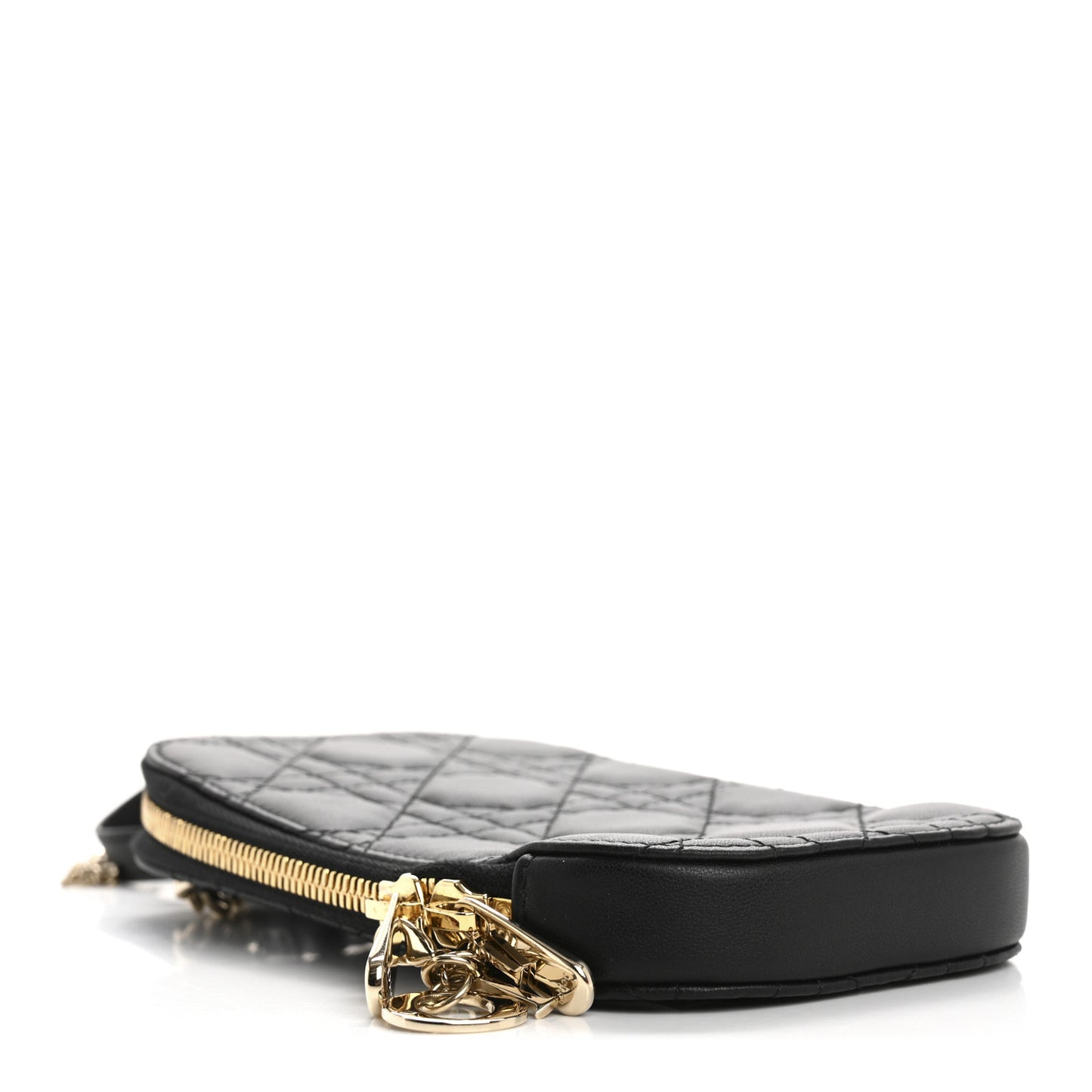 Lambskin Cannage Lady Dior Phone Holder Black