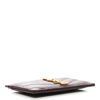 Saint Laurent Grain De Poudre Matelasse Chevron Cassandre Credit Card Case Bordeaux 4 of 7