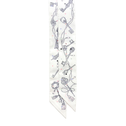Hermes Silk Les Cles A Pois Twilly White Gris Acier 2 of 4