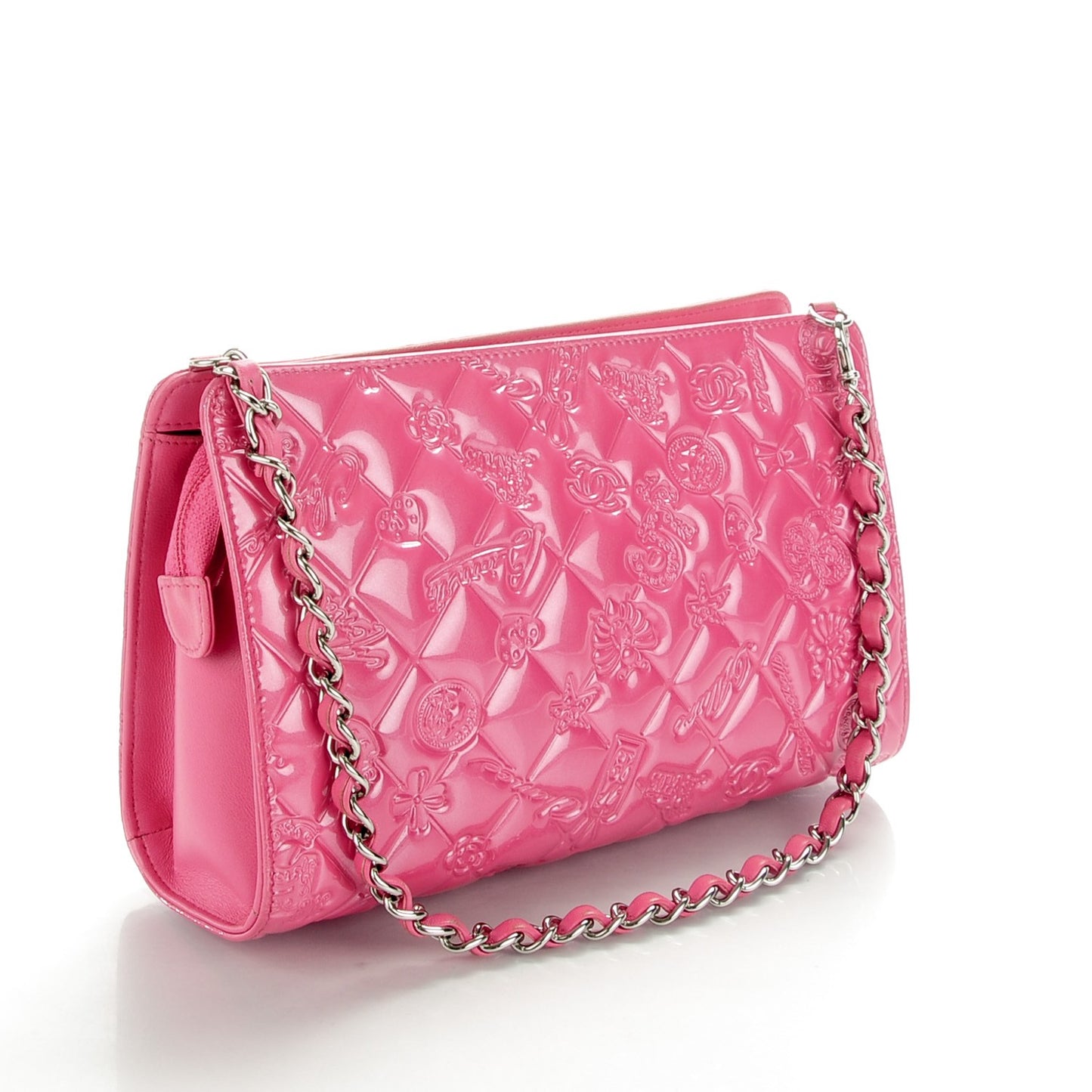 Patent Calfskin Lucky Symbols Pochette Pink