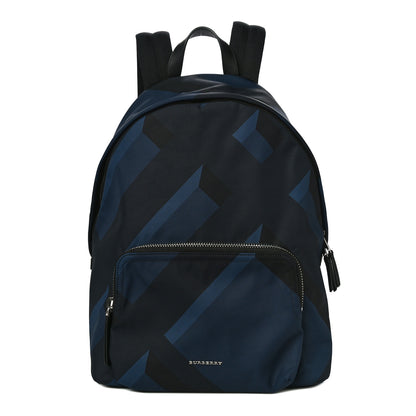 Burberry Nylon Check Print Abbeydale Simple Backpack Navy 1 of 8
