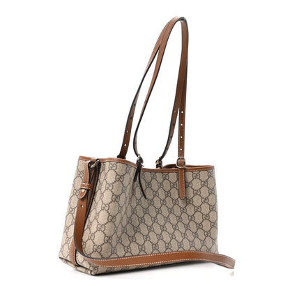 Gucci GG Supreme Monogram Emblem Medium Tote Bag Beige Dark Brown 3 of 10