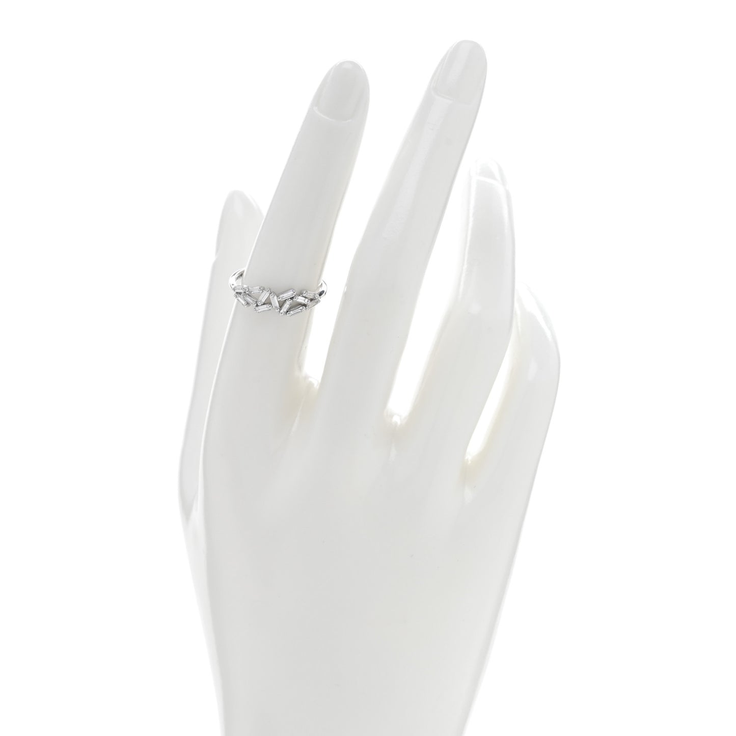18K White Gold Diamond Baguette Fireworks Ring 54 7