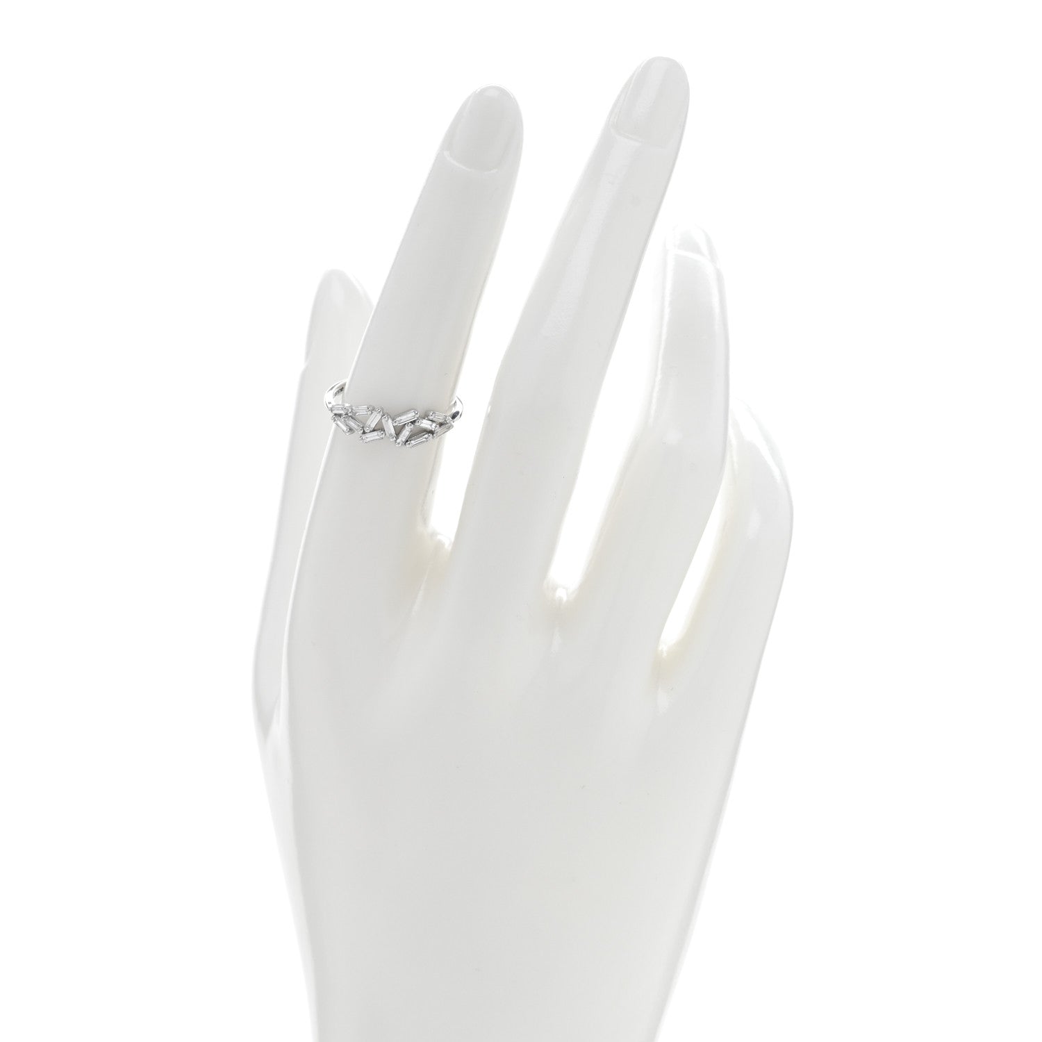 Suzanne Kalan 18K White Gold Diamond Baguette Fireworks Ring 54 7 2 of 4