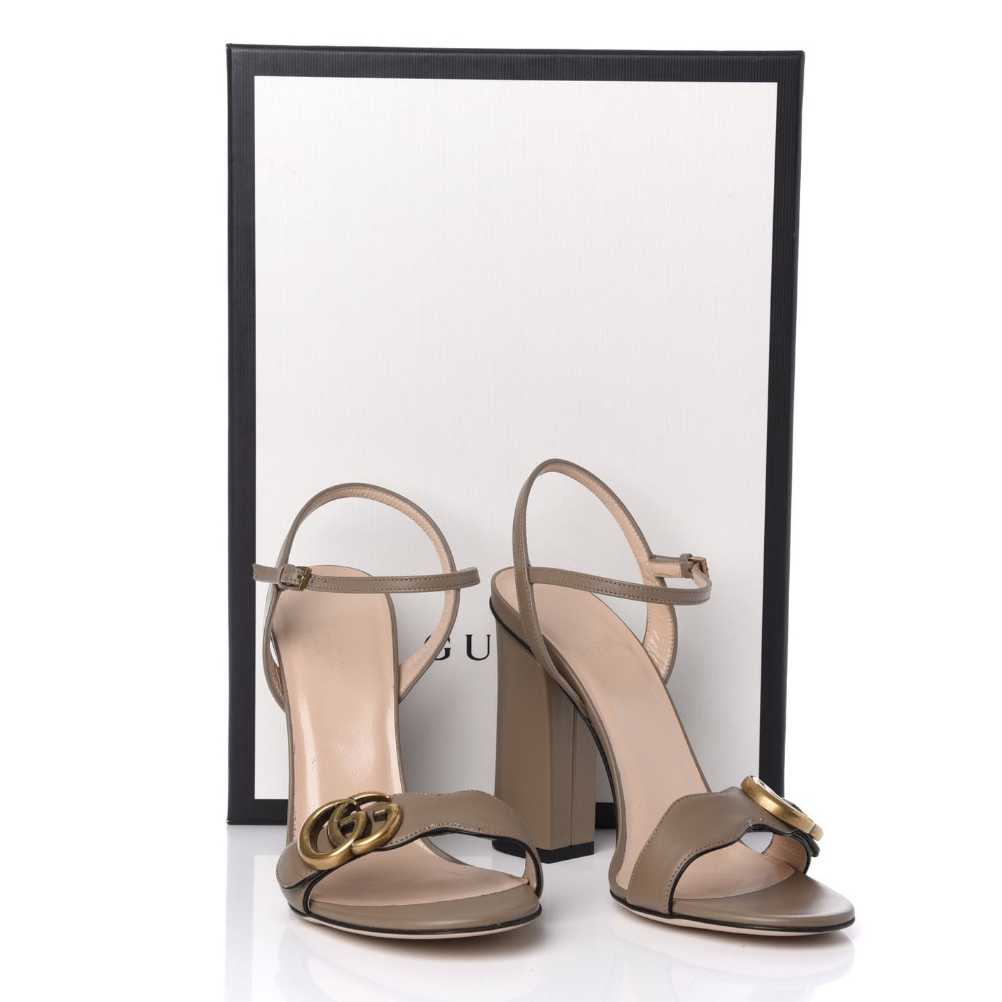 Lifford Calfskin GG Marmont Ankle Wrap 105mm Sandals 36.5 Mud