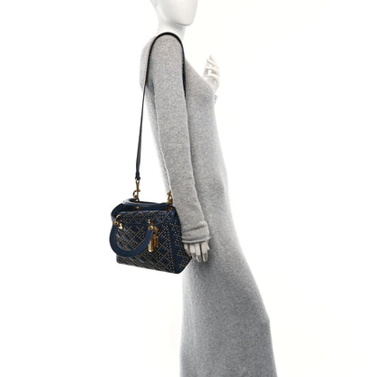 Christian Dior Calfskin Cannage Studded Medium Supple Lady Dior Navy 2 of 10