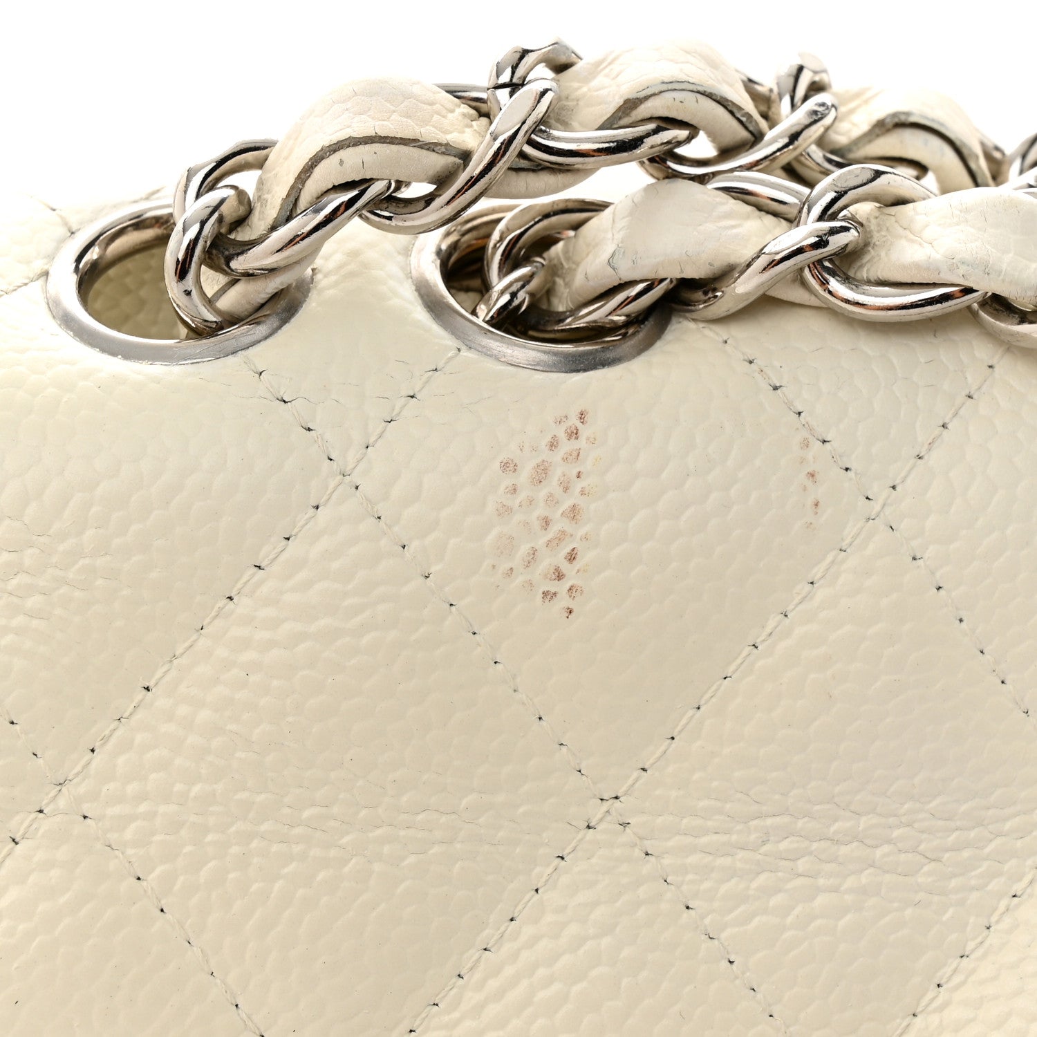 Chanel Caviar Quilted Jumbo Single Flap White 12 of 15