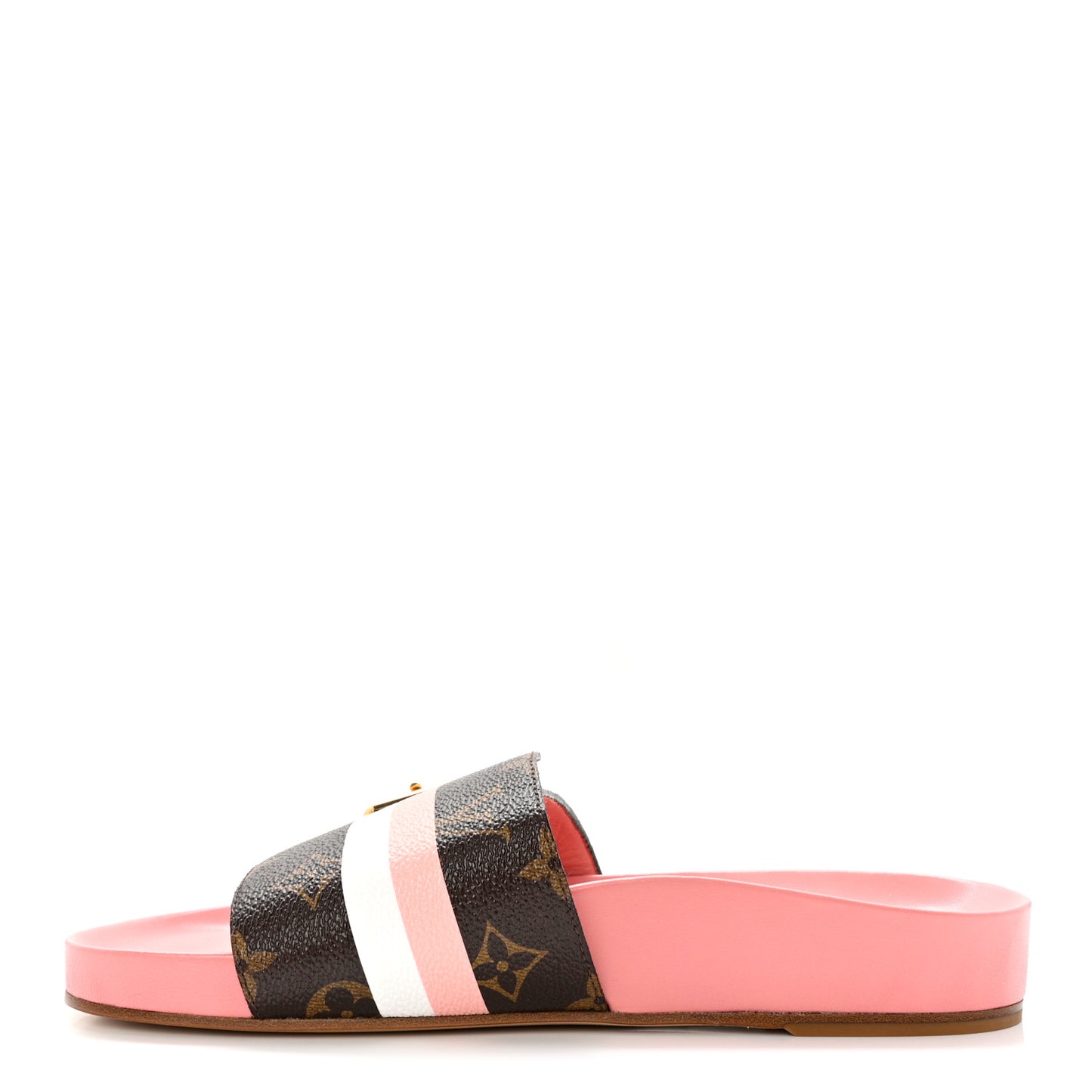 Patent Monogram Bom Dia Flat Mule 37.5 Rose White