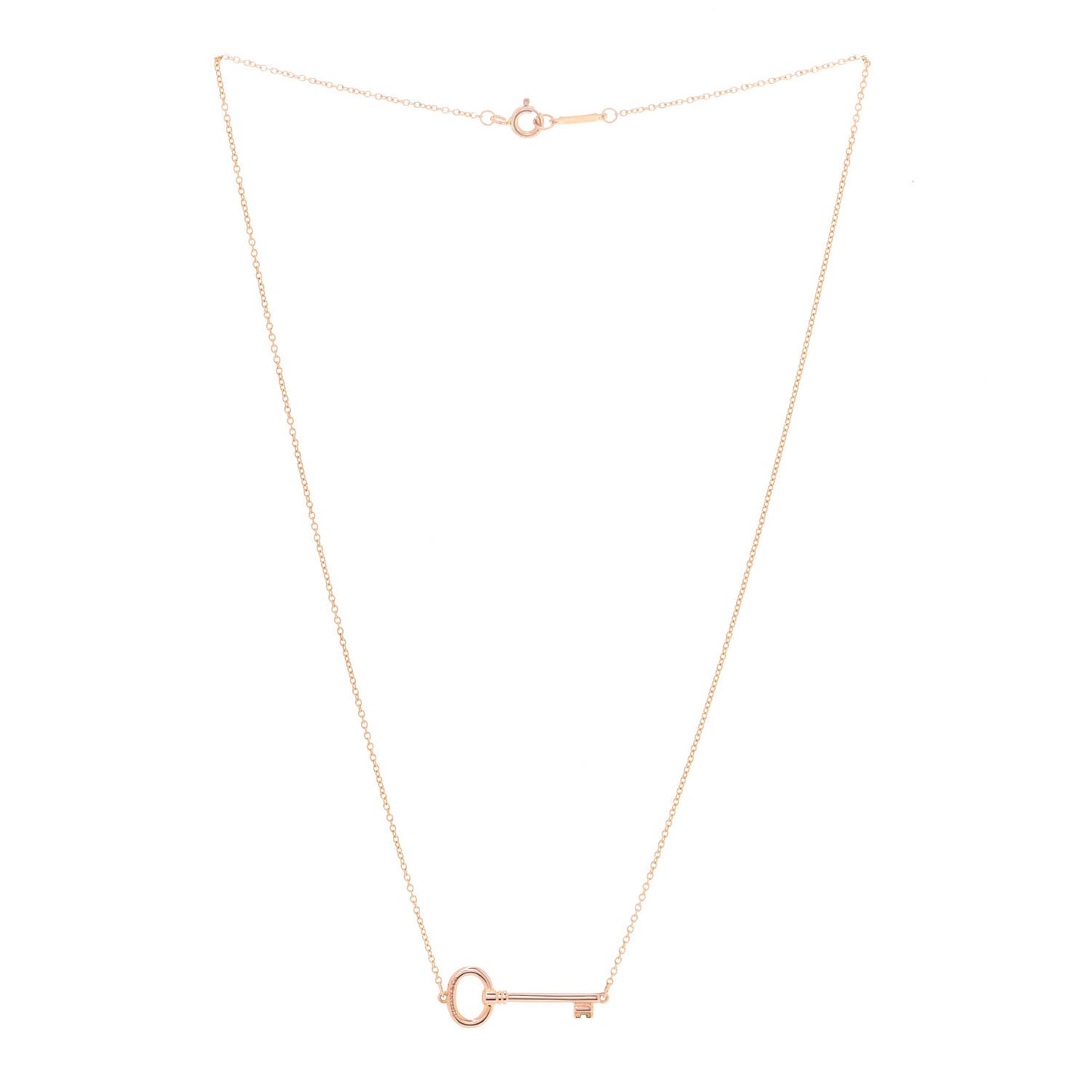 18K Rose Gold Small Oval Key Station Pendant Necklace