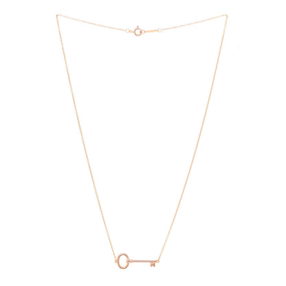 Tiffany 18K Rose Gold Small Oval Key Station Pendant Necklace 6 of 10