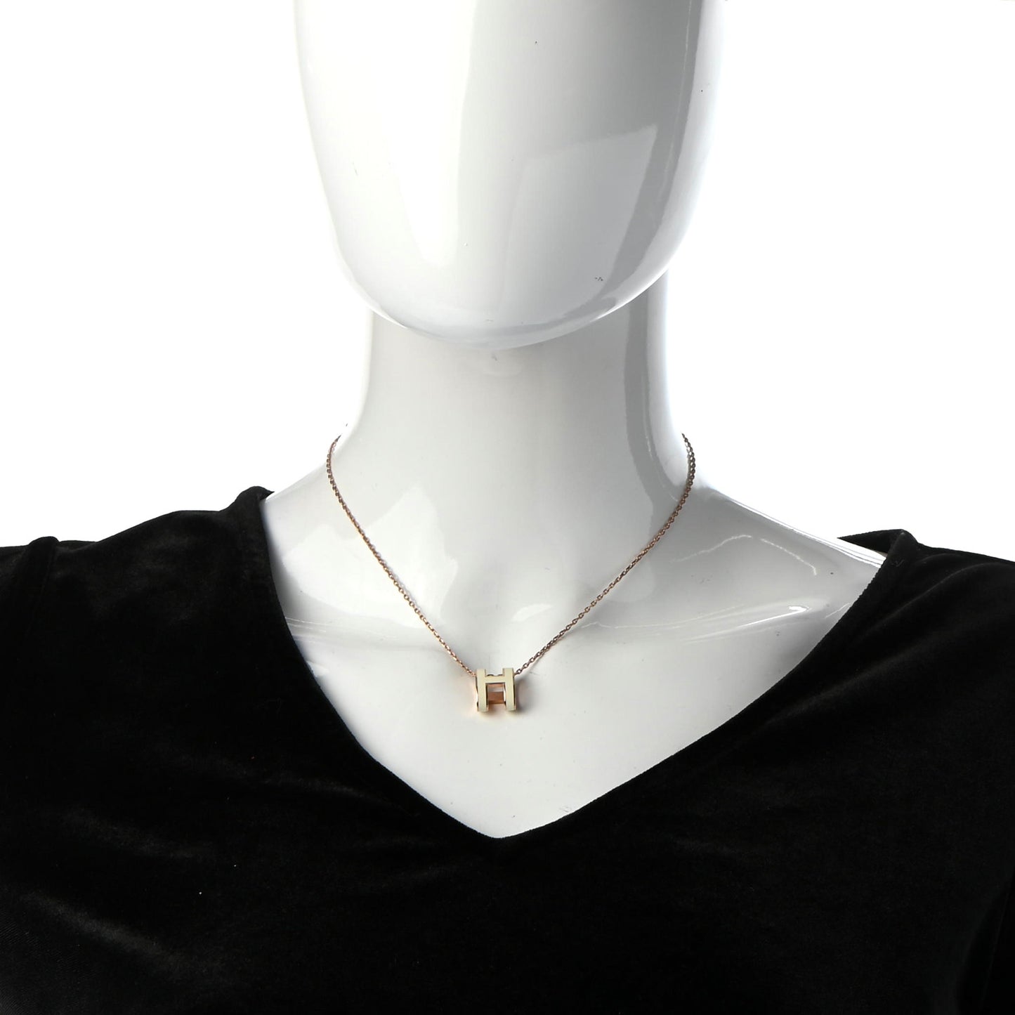 Lacquered Rose Gold Pop H Pendant Necklace White