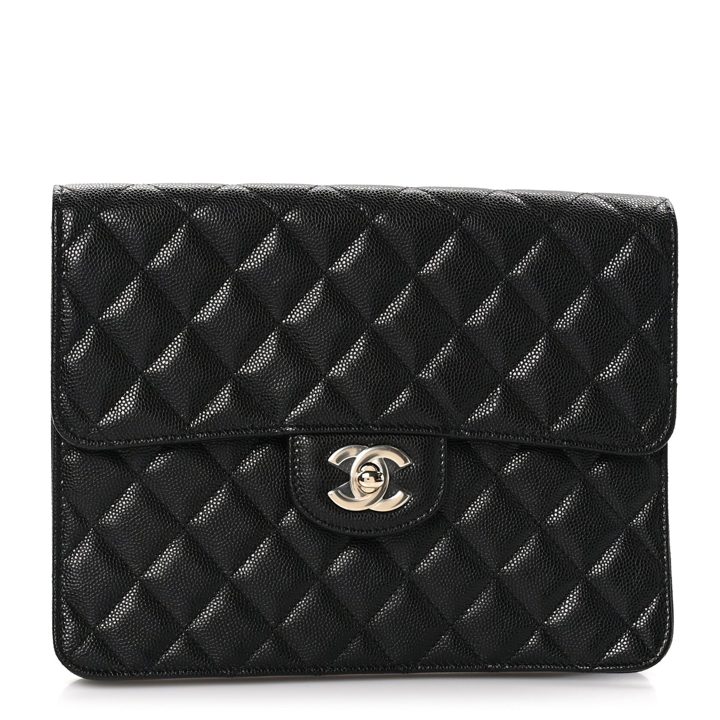 Caviar Quilted Square Flap Clutch Black