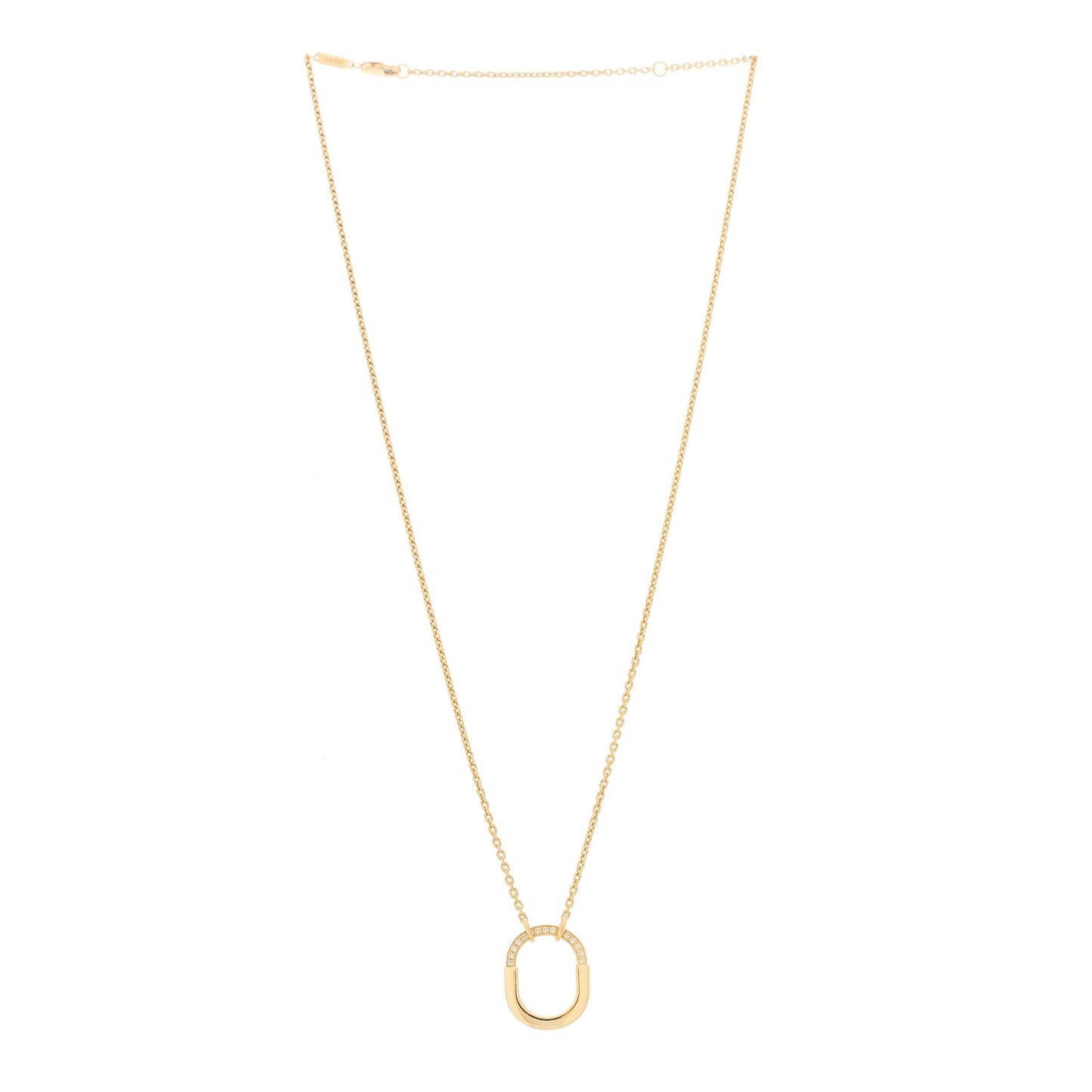 18K Yellow Gold Diamond Small Lock Pendant Necklace