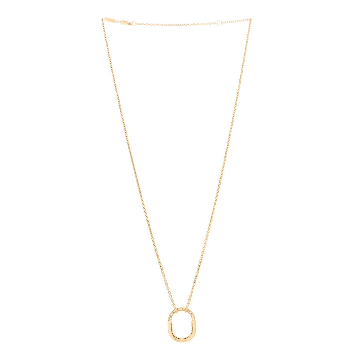 Tiffany 18K Yellow Gold Diamond Small Lock Pendant Necklace 3 of 6