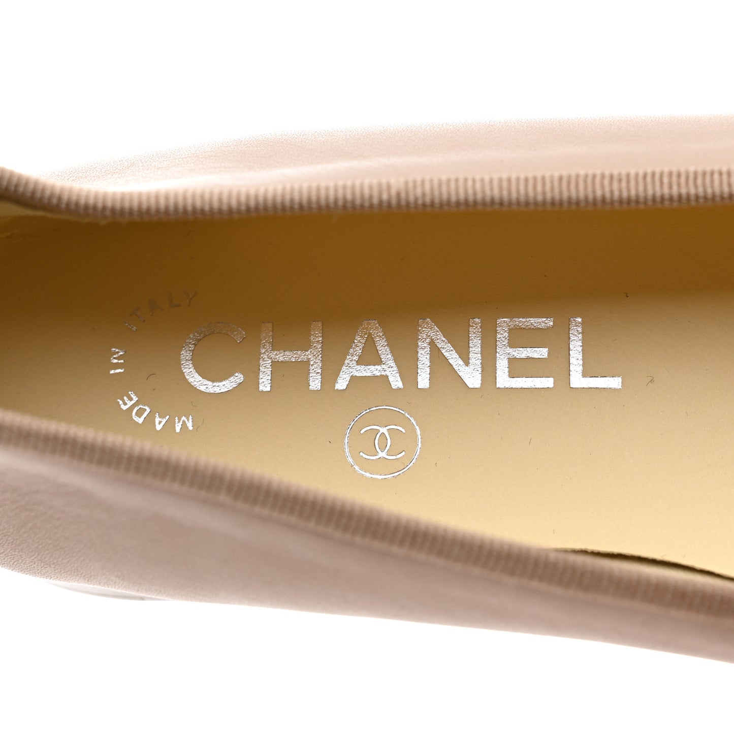 Lambskin Cap Toe CC Ballerina Flats 36 Beige